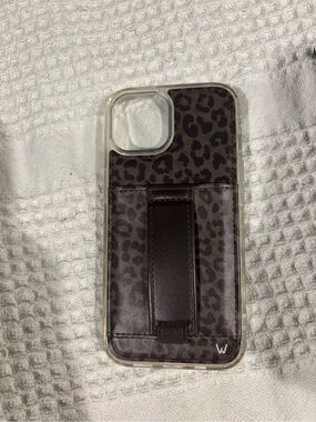 Walle iPhone 15 Leather-Style Leopard Print Phone Case with loop